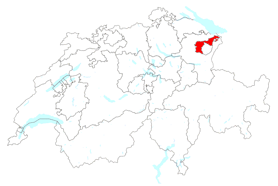 Landkarte Kanton Appenzell Ausserrhoden / Schweiz