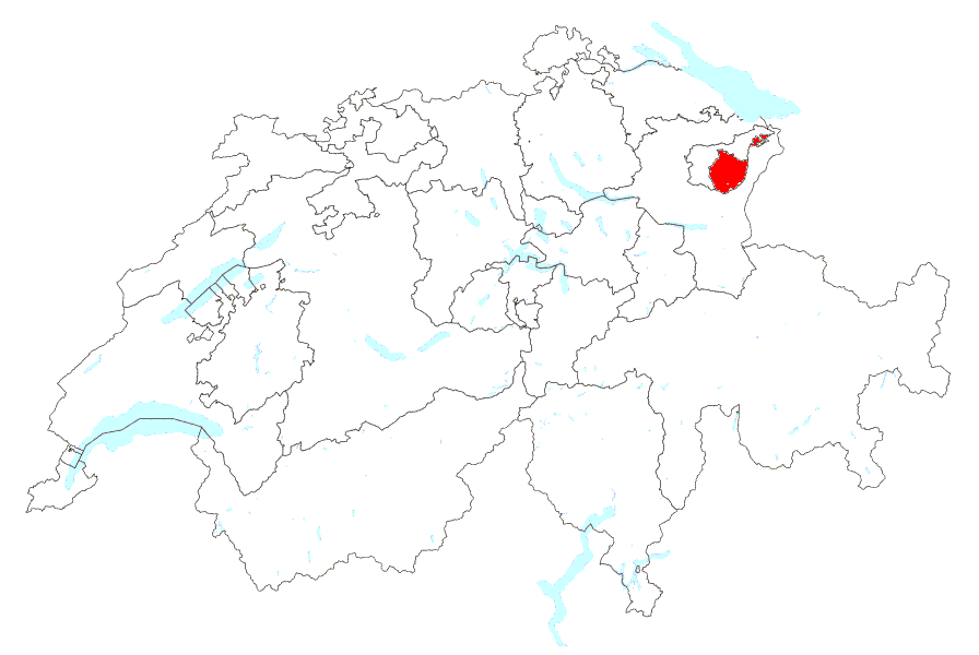 Landkarte Kanton Appenzell Innerrhoden / Schweiz