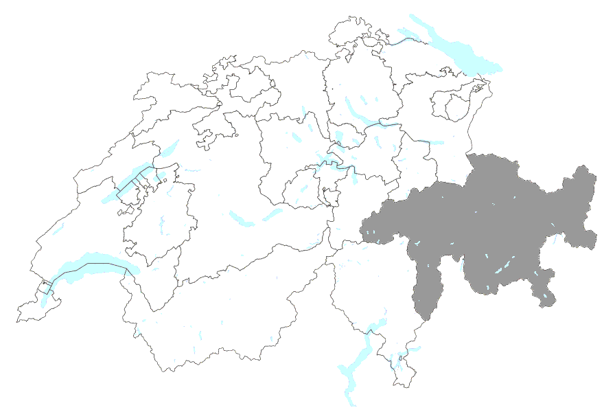 Landkarte Schweiz mit Kanton Graubünden